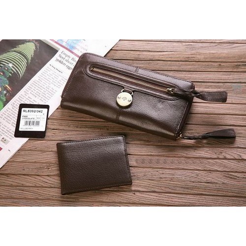 Mulberry Cow Leather Long Dark Coffee Wallet 8392-342 - Click Image to Close