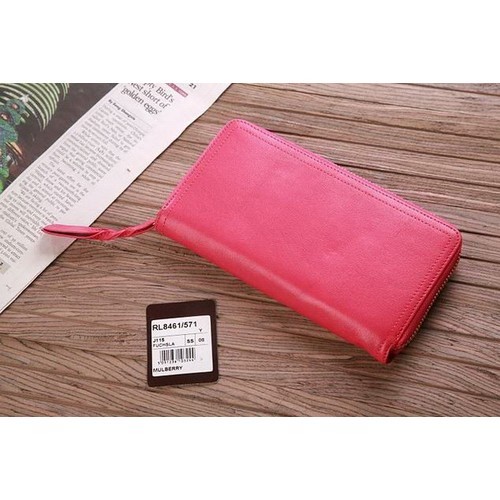 Mulberry Cow Leather Long Wallet 8461-571 Pink - Click Image to Close