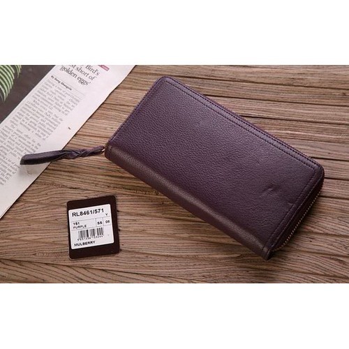 Mulberry Cow Leather Long Wallet 8461-571 Purple - Click Image to Close