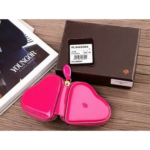 Mulberry Heart Pink Patent Leather Wallet 8469-569 - Click Image to Close