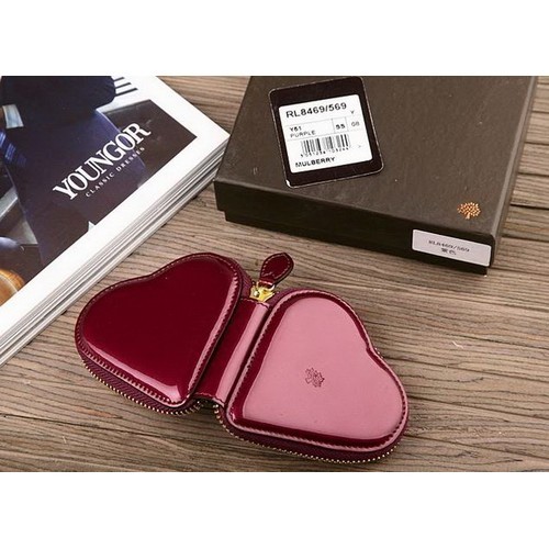 Mulberry Heart Wine Red Patent Leather Wallet 8469-569 - Click Image to Close