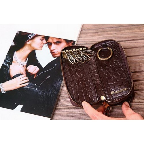 Mulberry Key-Holder Case 8079-393 Printed Leather Dark Coffee - Click Image to Close