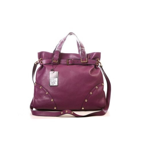 Mulberry Lizzie Tote Bag Natural Leather Purple - Click Image to Close