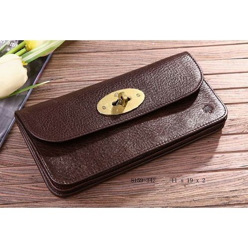 Mulberry Long Clip Dark Coffee Natural Leather Purse 8159-342 - Click Image to Close