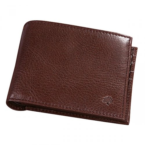 Mulberry Men Natural Leathers 8 Card Coin Wallet Chocolate - Click Image to Close