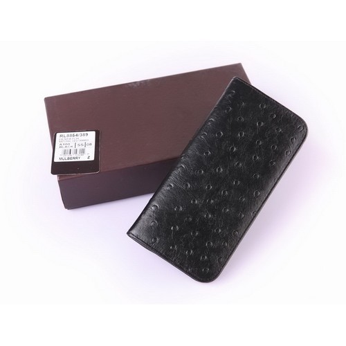 Mulberry Ostrich Grain Wallet 8854-389 Black - Click Image to Close
