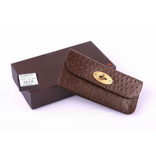 Mulberry Ostrich Grain Wallet 8854-389 Dark Coffee - Click Image to Close
