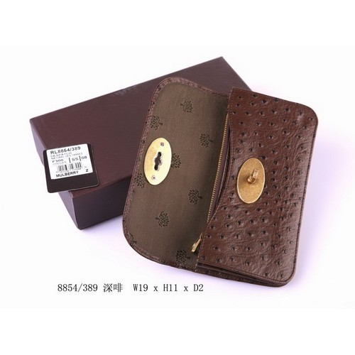 Mulberry Ostrich Grain Wallet 8854-389 Dark Coffee - Click Image to Close
