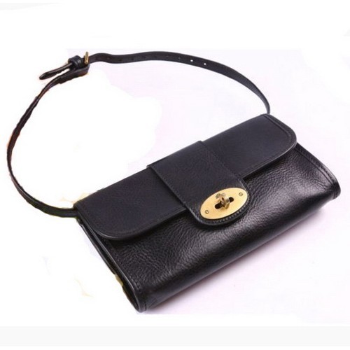 Mulberry Party Clutch Bag Natural Leather Black - Click Image to Close