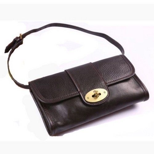 Mulberry Party Clutch Bag Natural Leather Chocolate - Click Image to Close
