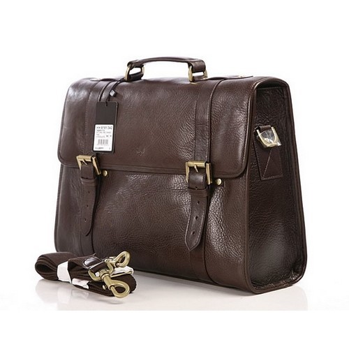 Mulberry Walter Briefcase Natural Leather Chocolate - Click Image to Close