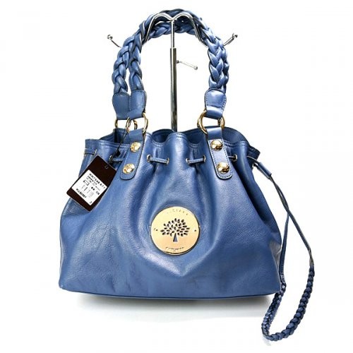 Mulberry Women Daria Drawstring Leathers Tote Bag Blue - Click Image to Close