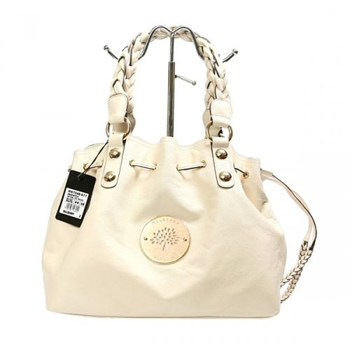 Mulberry Women Daria Drawstring Leathers Tote Bag White - Click Image to Close