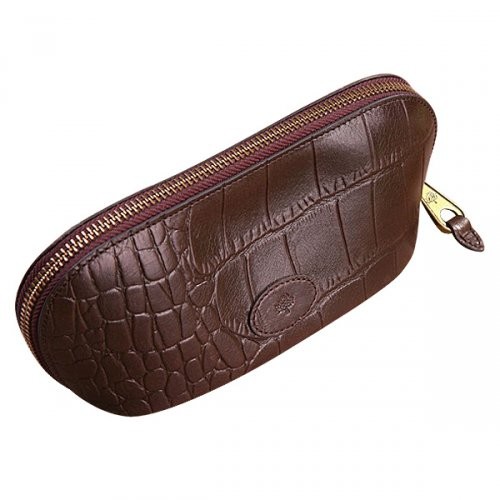 Mulberry Zip Around Printed Leathers Purses Chocolate - Click Image to Close
