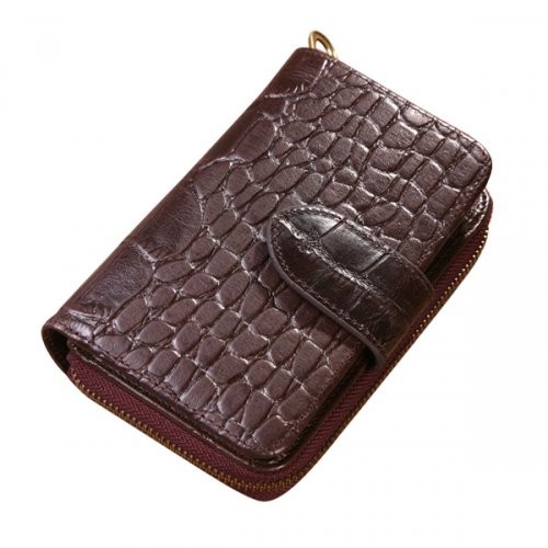 Mulberry Zip Printed Leathers Coin Purses Chocolate - Click Image to Close