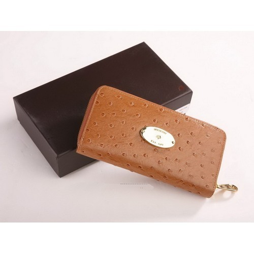 Mulberry Zip Wallet Oak Ostrich Leather 8461-389 - Click Image to Close